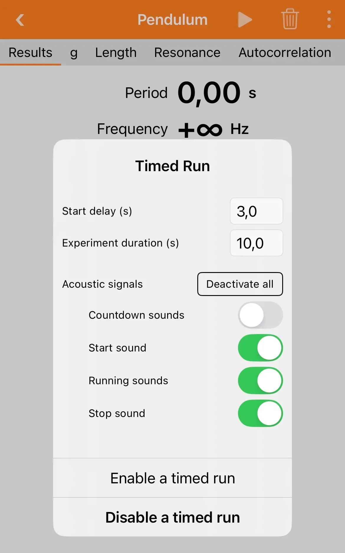 Phyphox Pendulum - Timed run